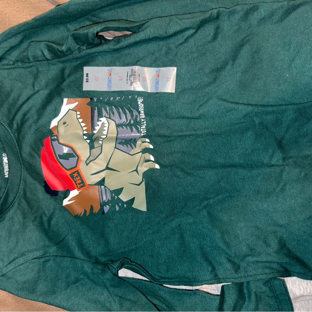 Green Dinosaur Graphic Kids Shirt